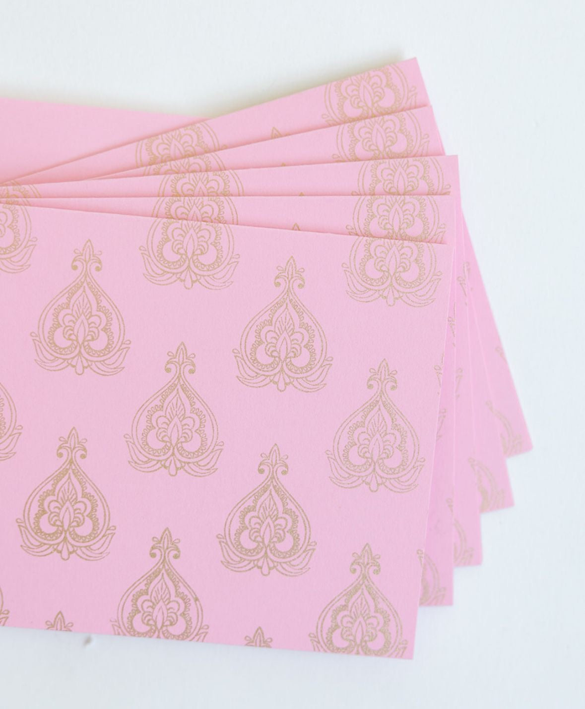 Pink Mughal Leaf Note card Set