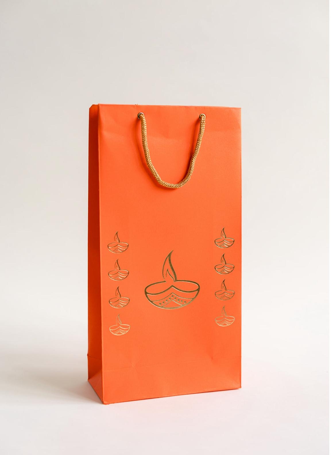 Orange Diwali Diya Design Empty Gift Bag