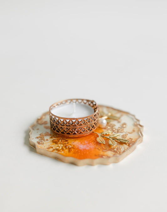 Orange Resin Tea light Holder