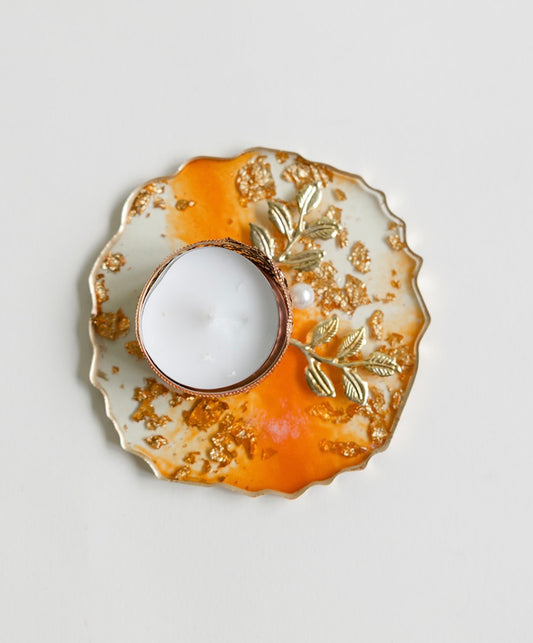 Orange Resin Tea light Holder