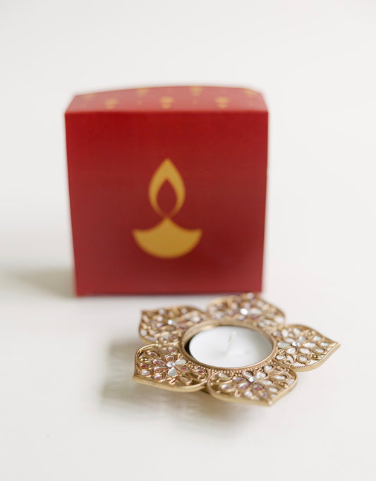 Floral Mirror Tea Light Holder