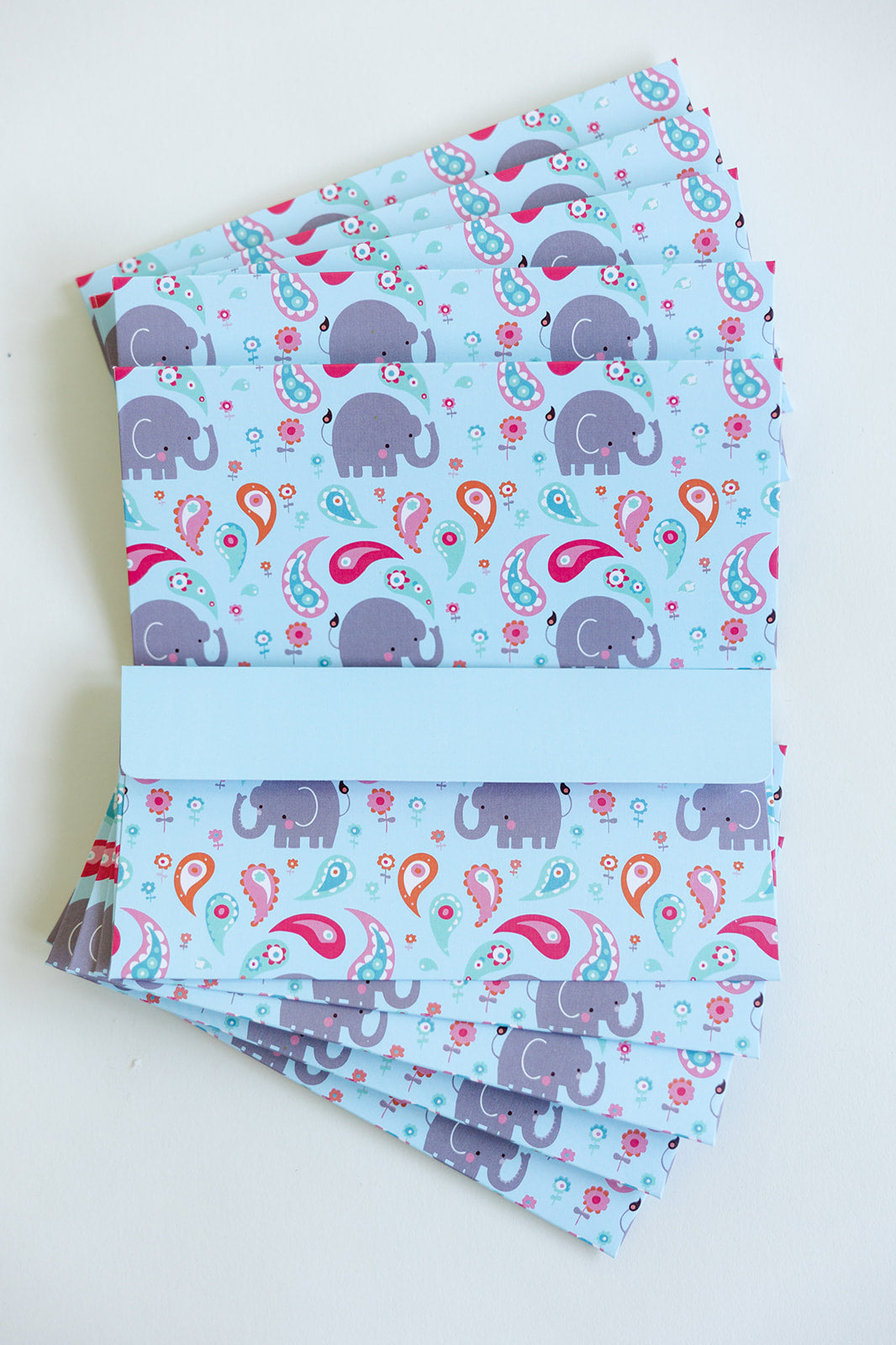 5 Baby Blue Elephant Hatti Money Gift Envelopes