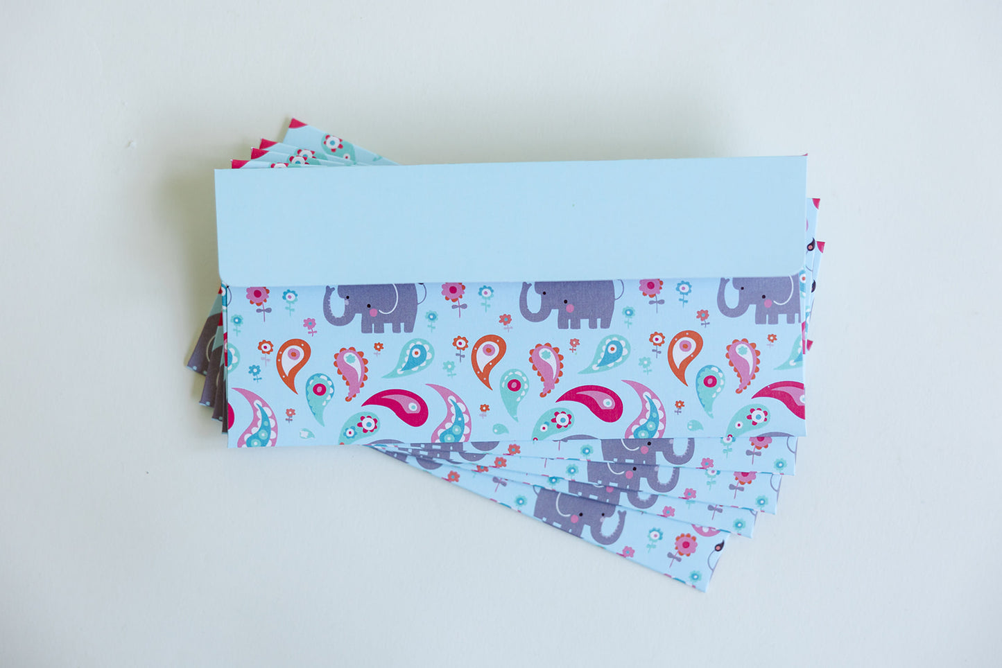 5 Baby Blue Elephant Hatti Money Gift Envelopes