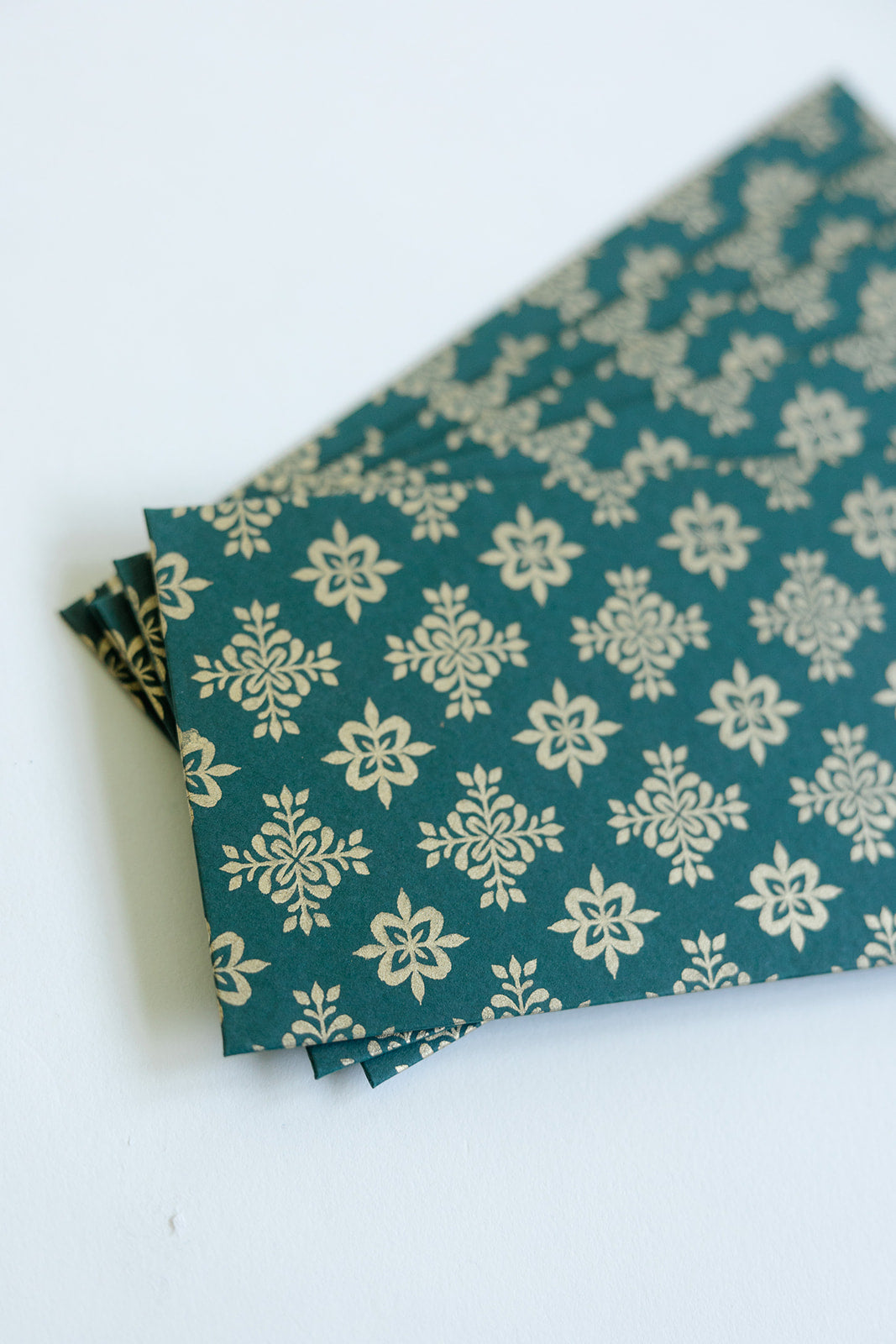 5 Green and Gold Minakari Money Gift Envelopes