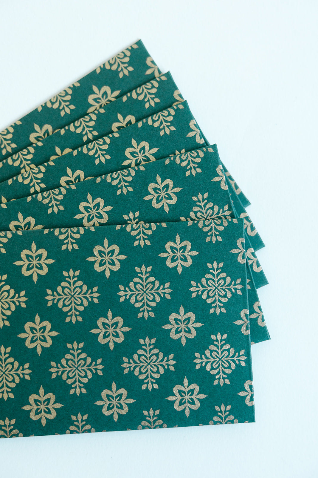 5 Green and Gold Minakari Money Gift Envelopes