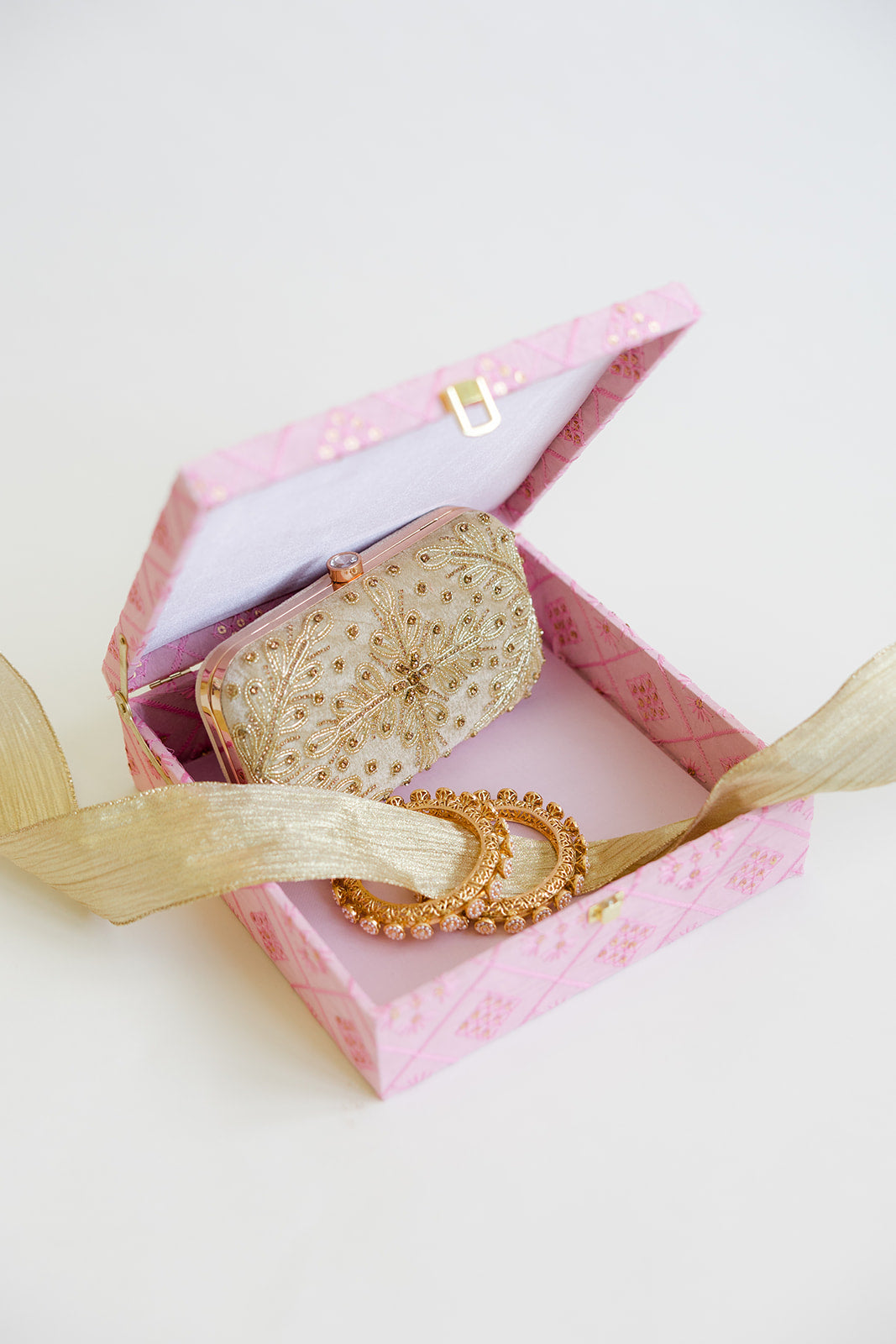 Light Pink Chikankari Sqaure Gift Box