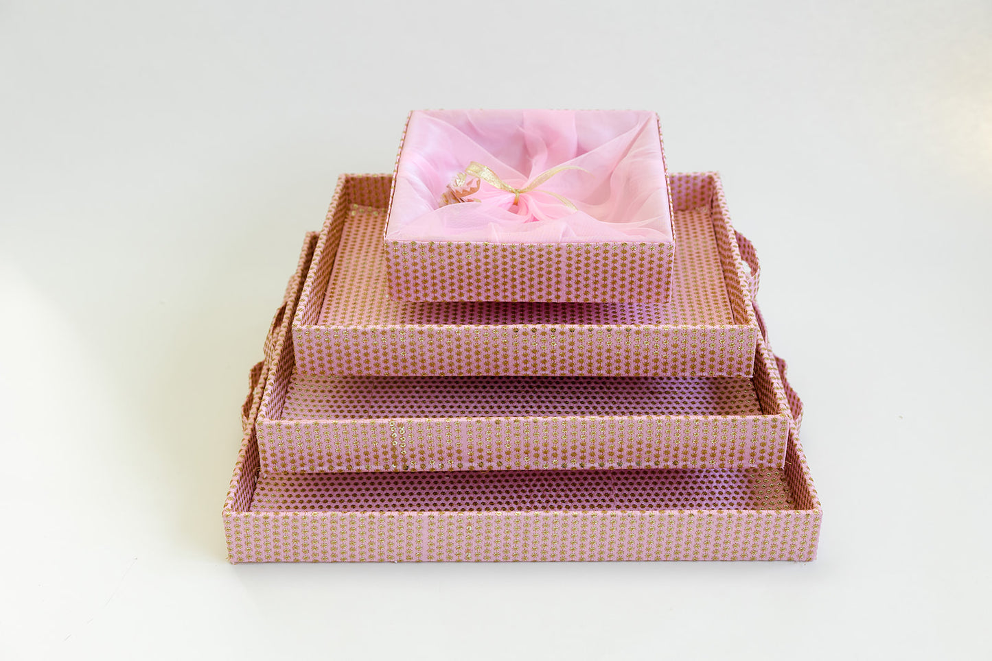 Sitara Light Pink Square Gift Hamper Basket