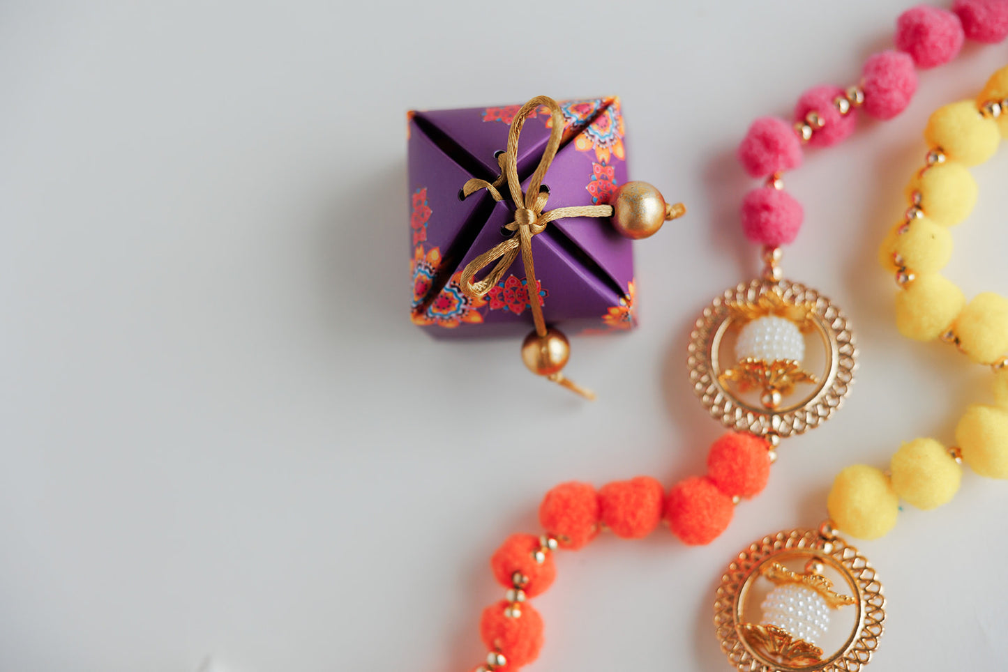 Royal Rangoli Purple Mini Pyramid box with tea light holder