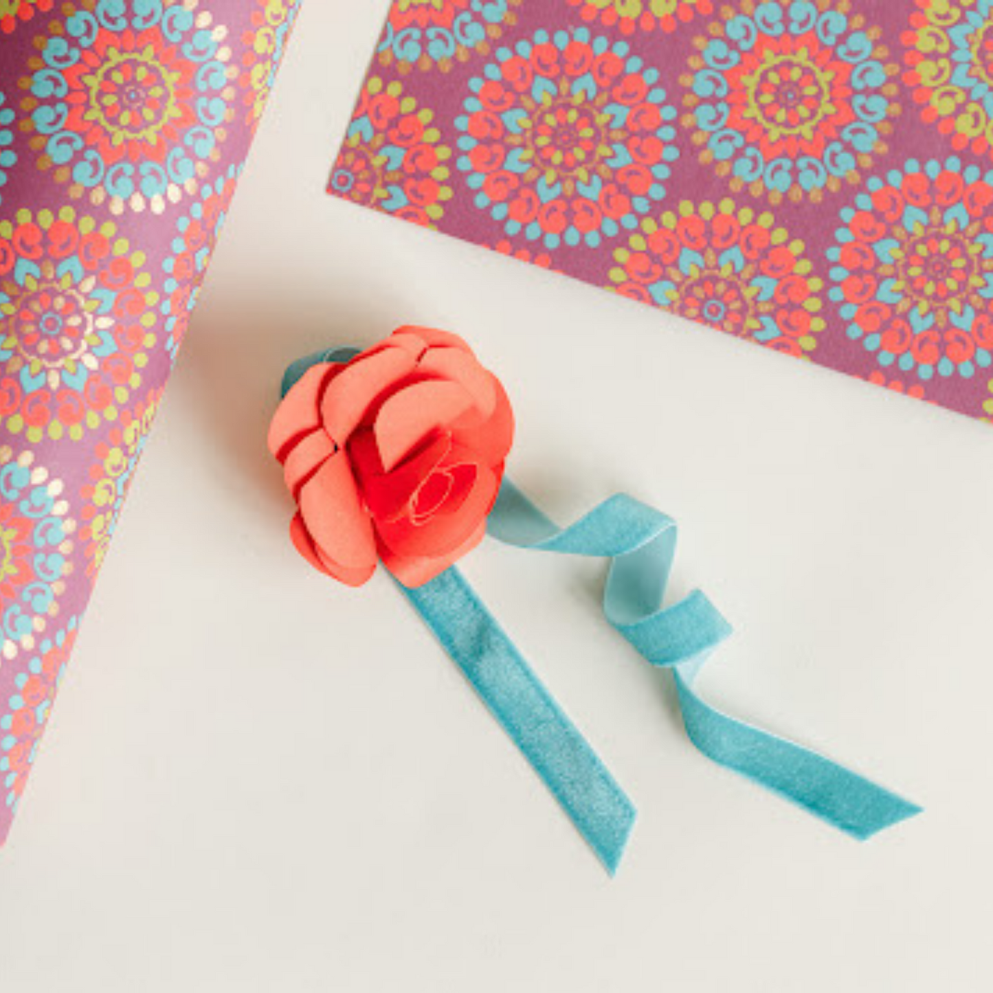 purple pink and blue coral gift wrap