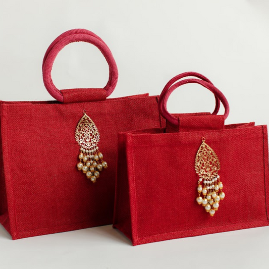 Luxury Cranberry Small and Large Jute Gift Bags
