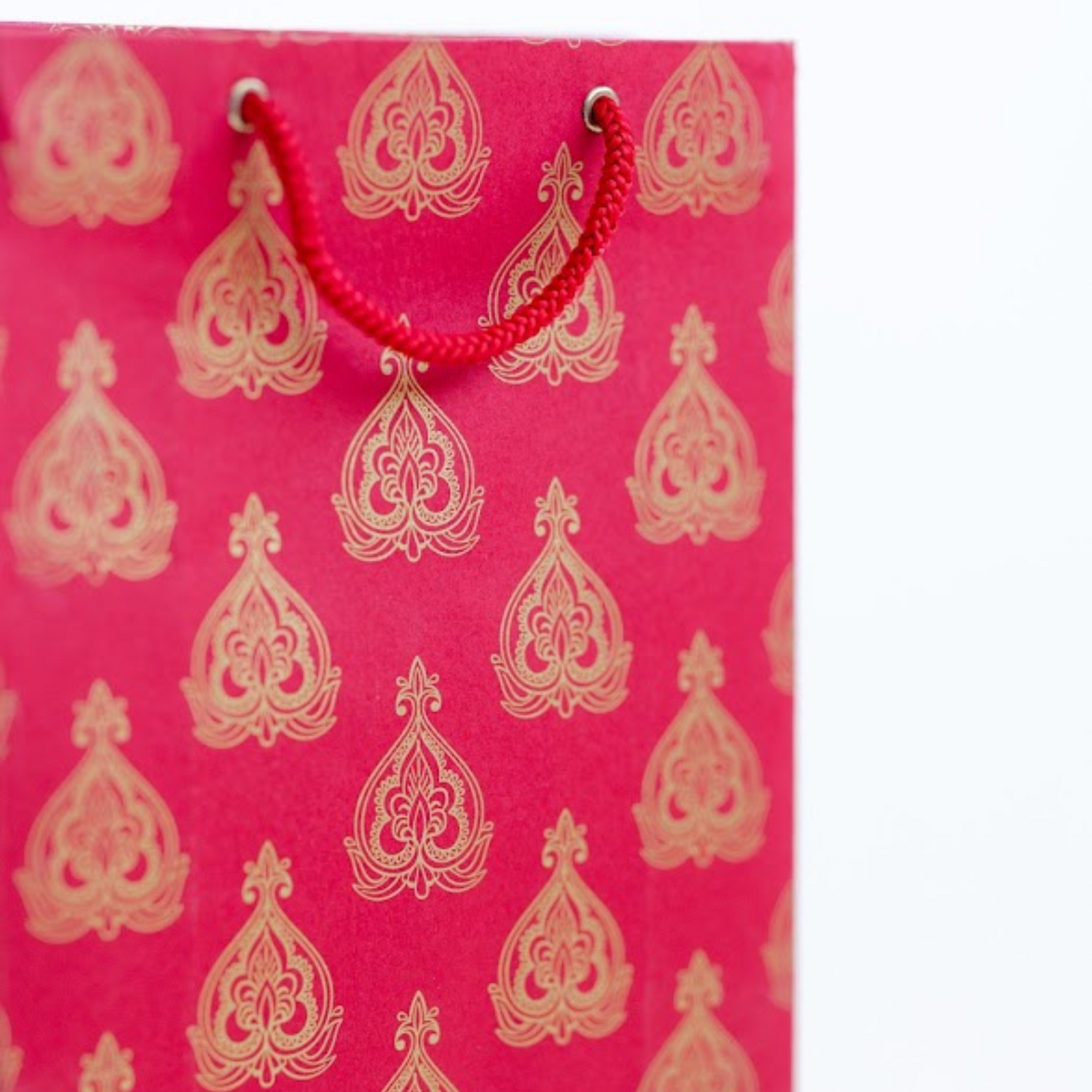 Raspberry Red Mughal Leaf Small Gift Bag