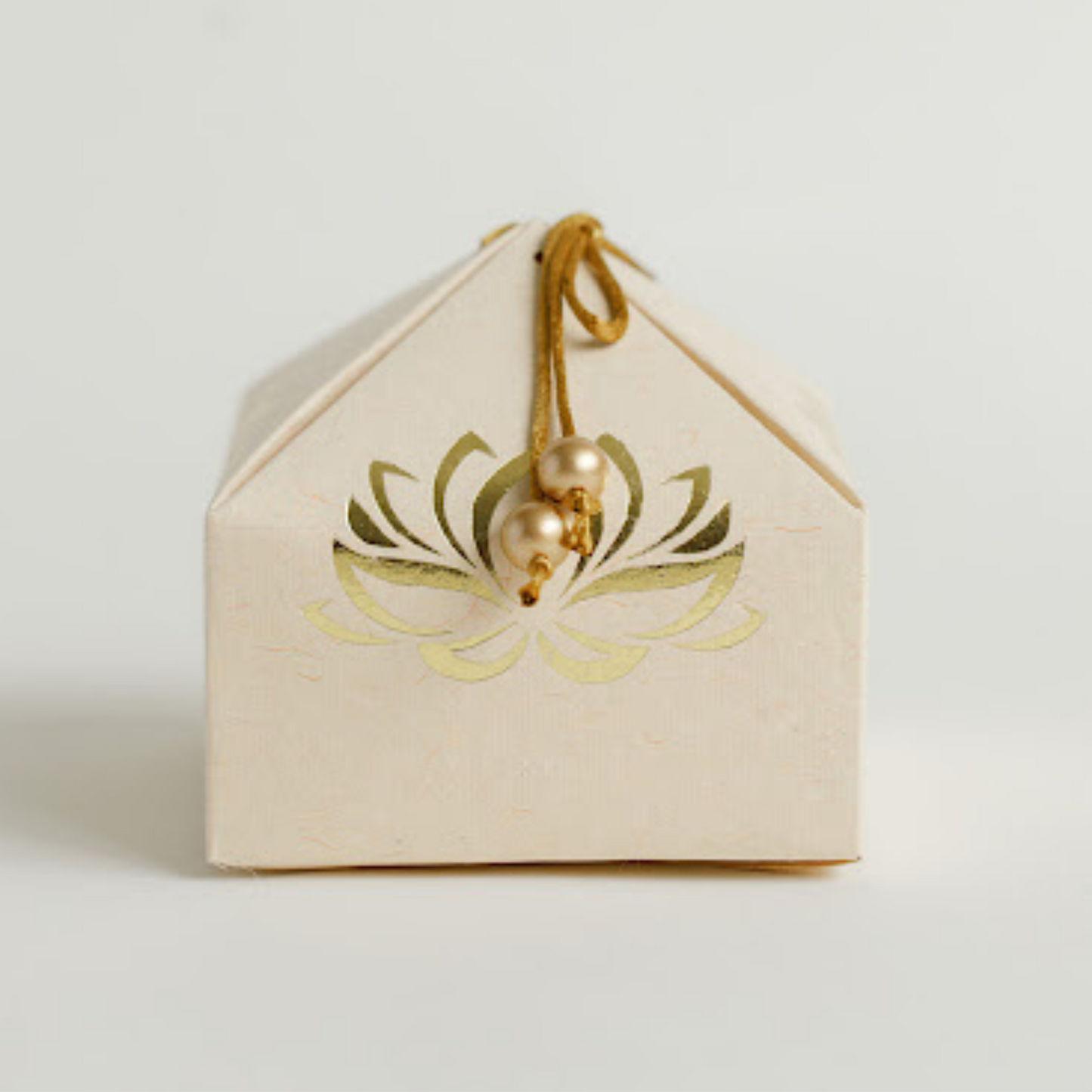 Beige & Gold Lotus Pyramid Gift Boxes