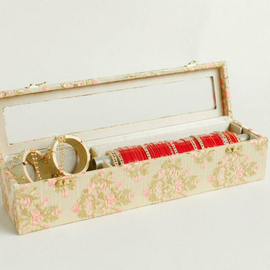 Anushka Cream & Baby Pink  Wedding Chura and khlera Box