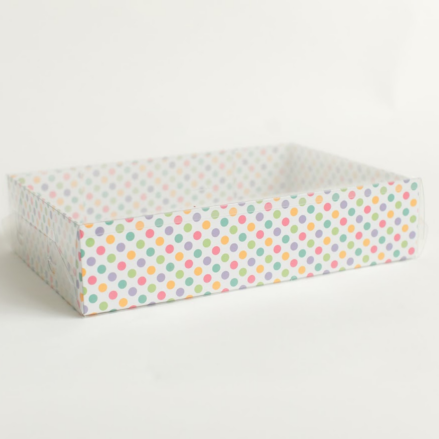Multi Coloured Polka Dot Hamper Tray with Clear Lid