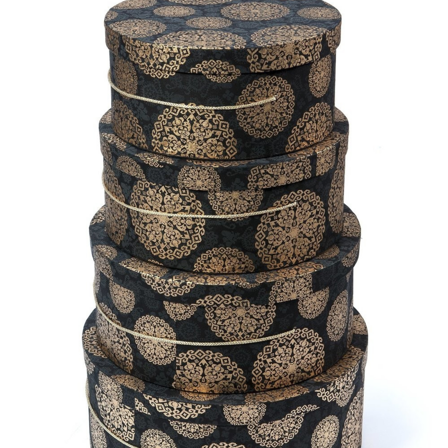 Black large round gift box with lid