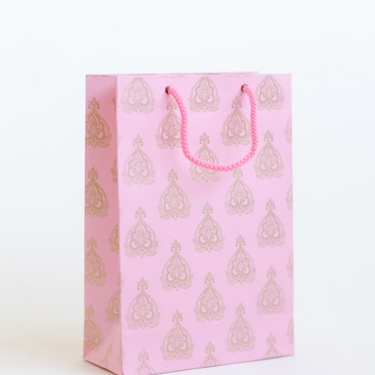 Pink Mughal Leaf Small Gift Bag