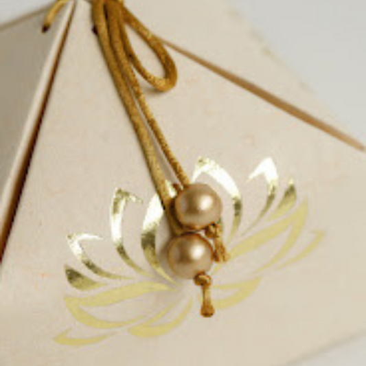 Beige & Gold  Lotus Pyramid Gift Boxes