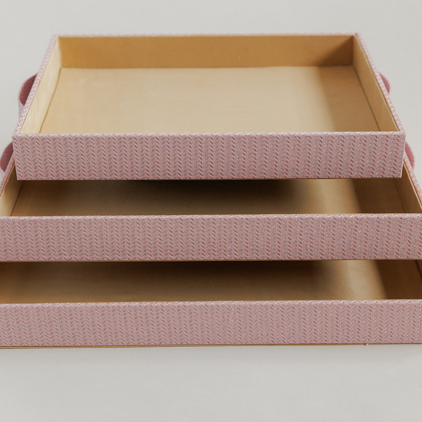 Azar Light Pink Shimmer Hamper Tray Set