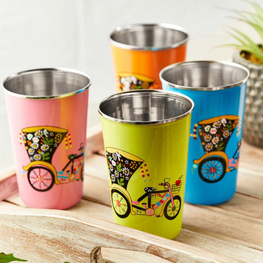 mehndi glasses Hand Painted Stainless Steel Enamelware Tumbler.