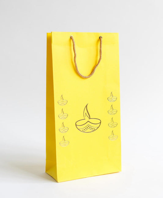 Yellow Diwali Diya Design Empty Gift Bag