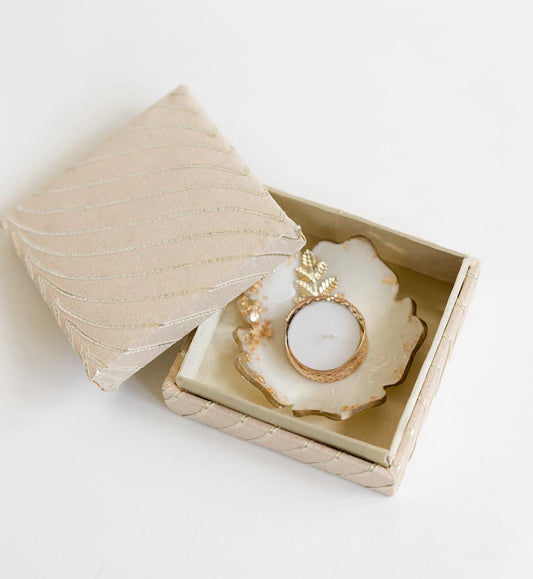 Ivory Diwali Tealight Holder (Classic Gold & White)