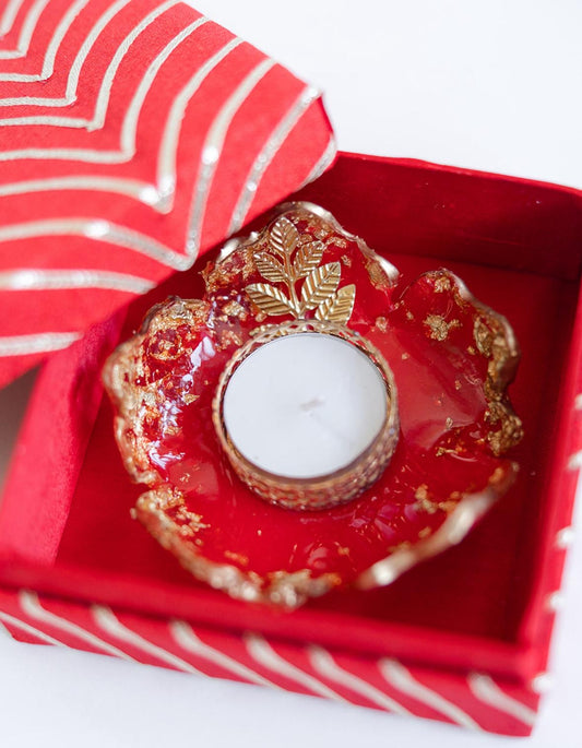 Red Diwali Tealight Holder (Festive Glow)