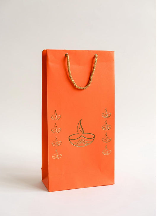 Orange Diwali Diya Design Empty Gift Bag
