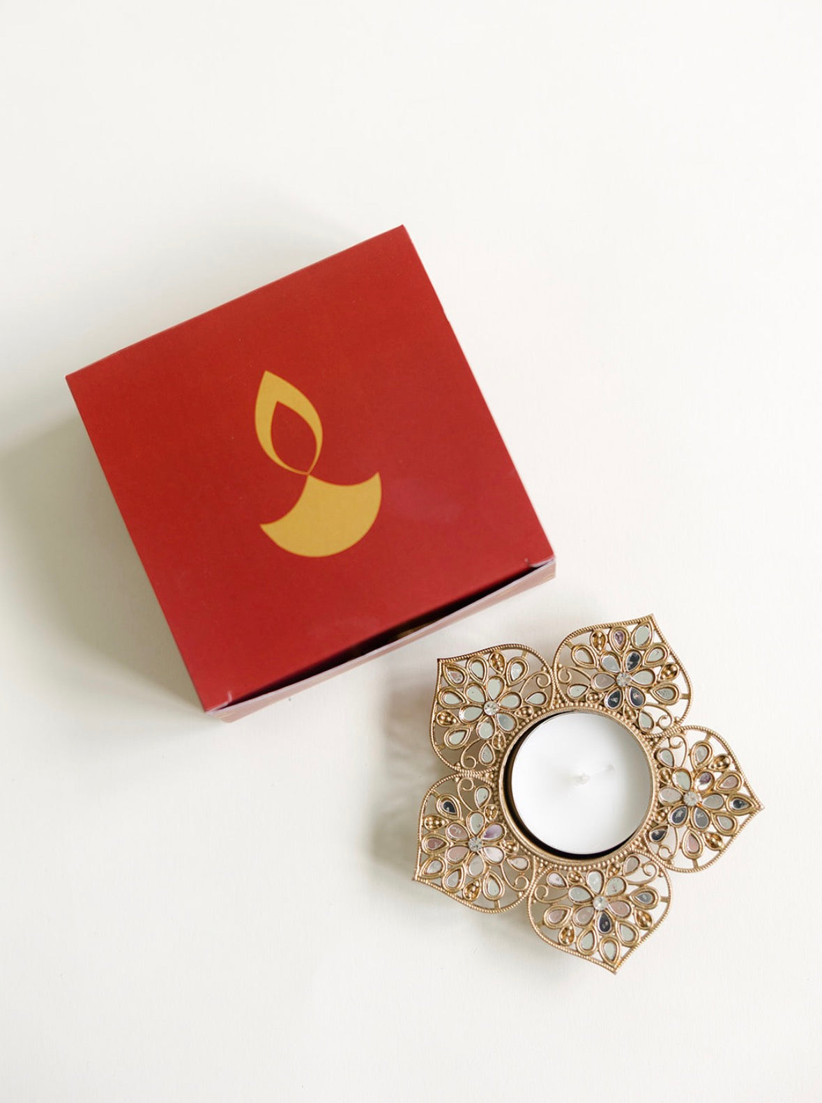 Floral Mirror Tea Light Holder