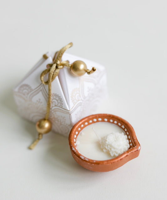 Gold Mini Rangoli Pyramid Box & Diya Gift Set