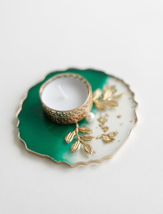 Green Resin Tea light Holder