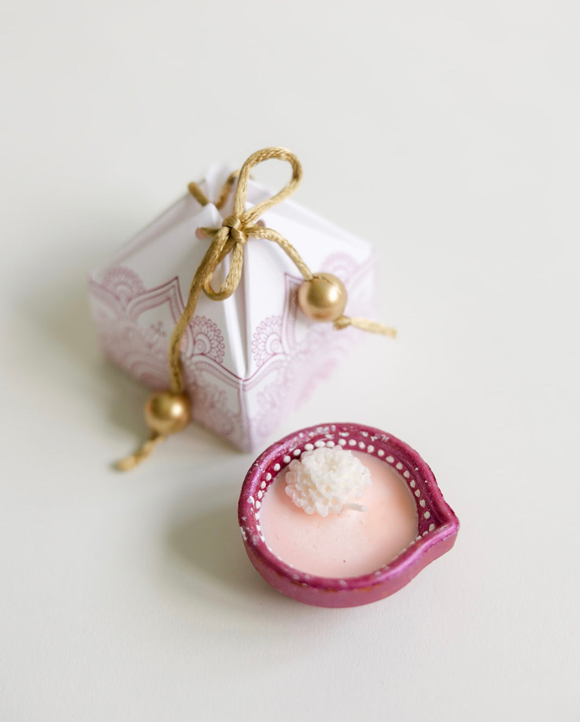 Pink Mini Rangoli Pyramid Box & Diya Gift Set