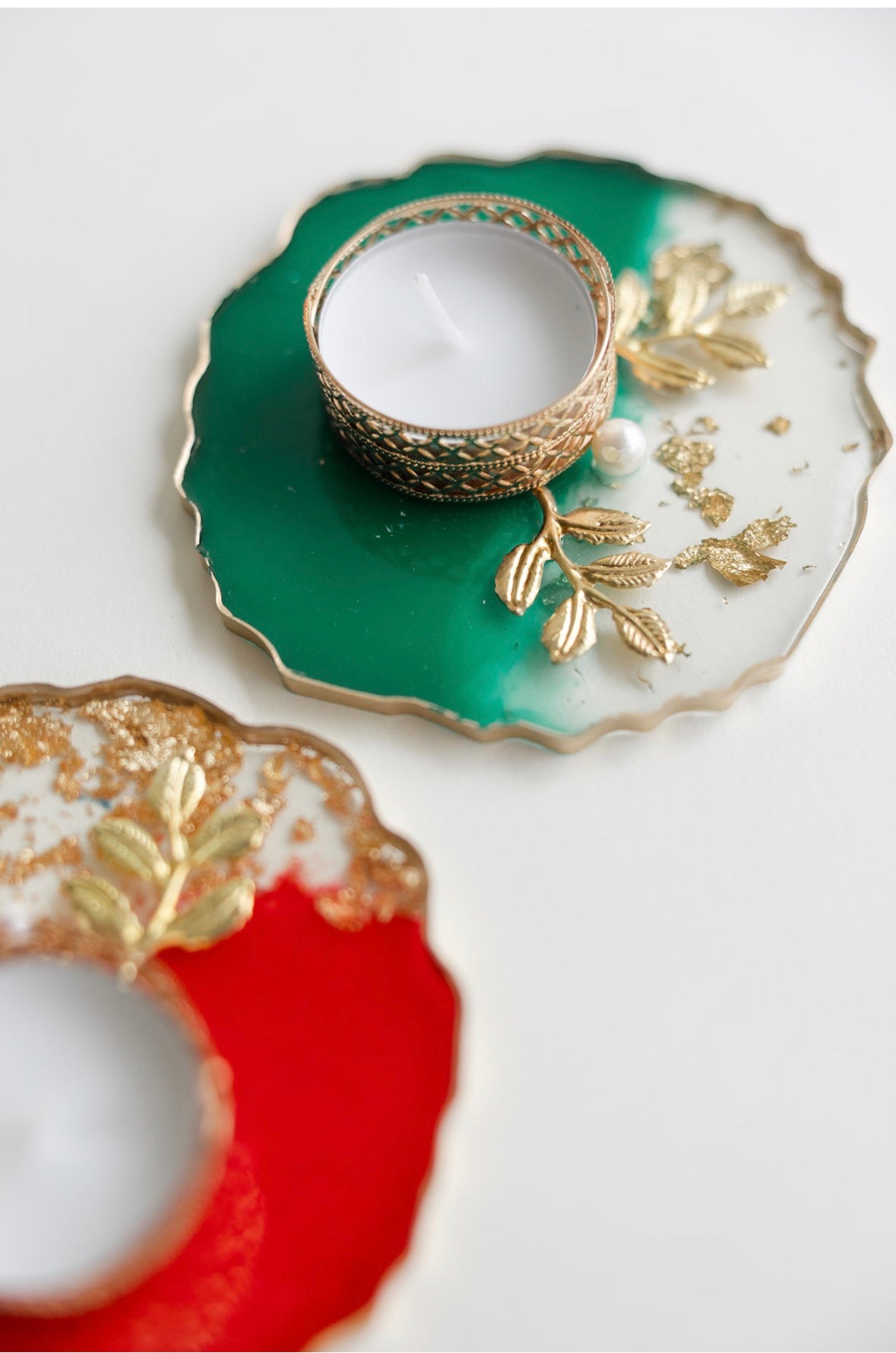 Red Resin Tea light Holder