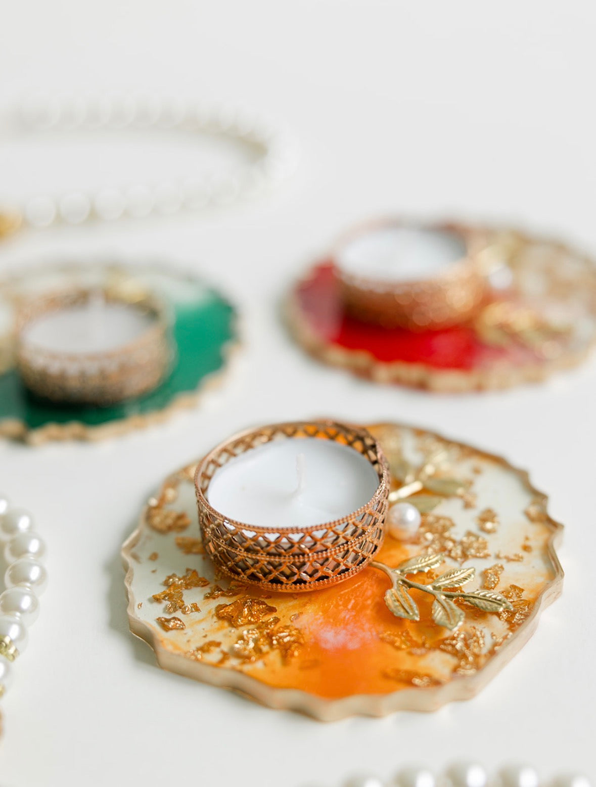 Green Resin Tea light Holder