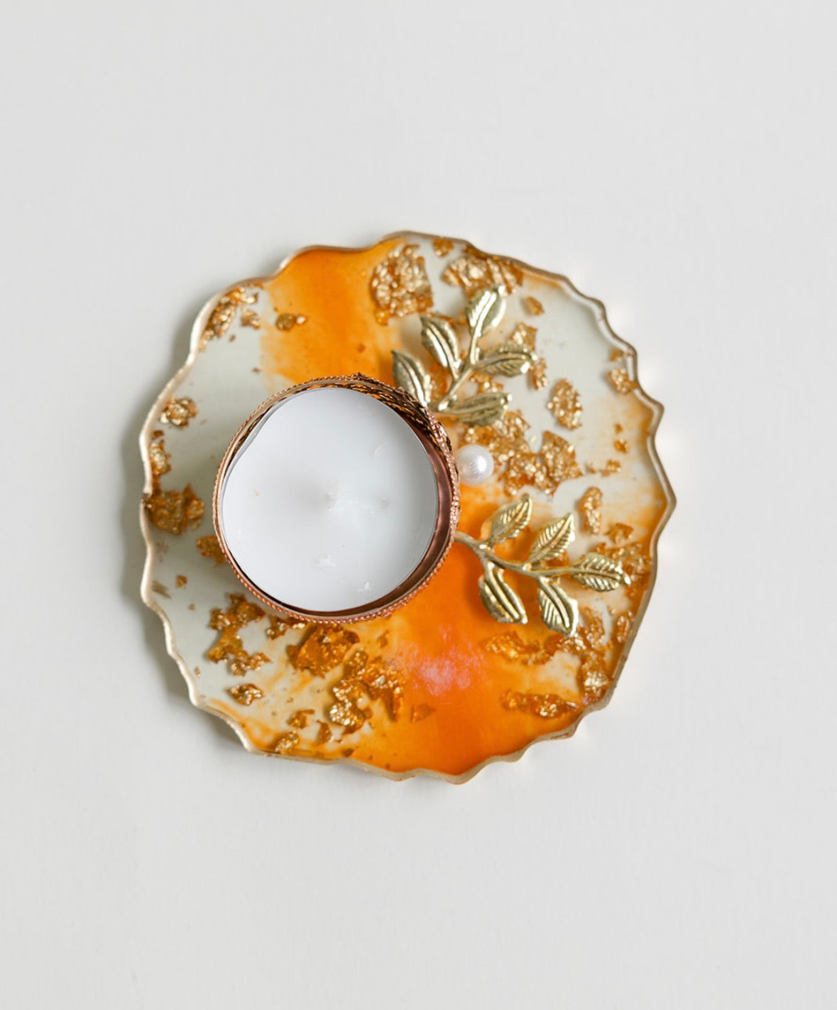 Orange Resin Tea light Holder