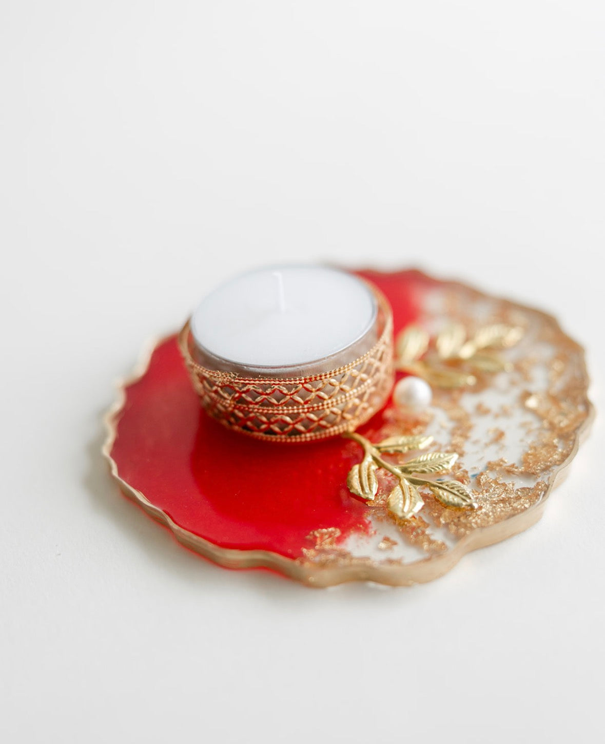 Red Resin Tea light Holder