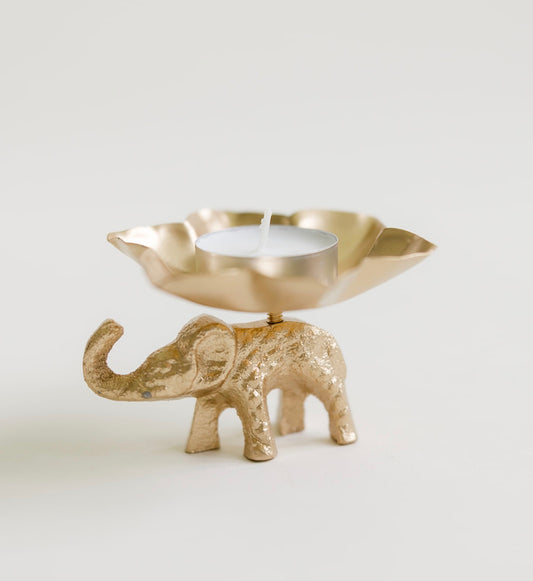 Gold Elephant Tealight Holder