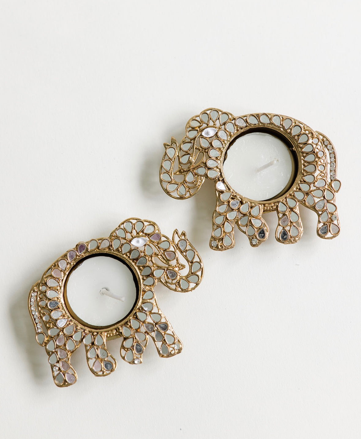 Mirrored Elephant Tealight Holders Gift