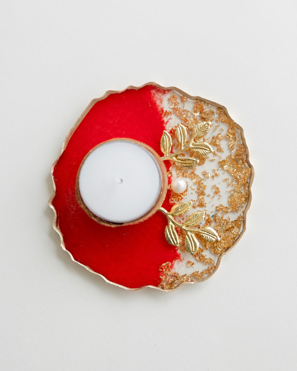 Red Resin Tea light Holder