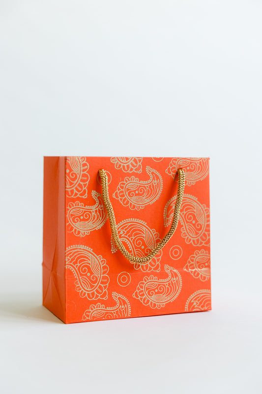 Mini Gift Bag Orange Paisley