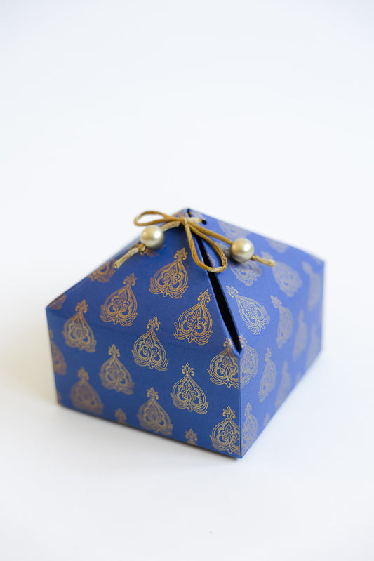 Navy  Mughal Leaf Empty Gift Box