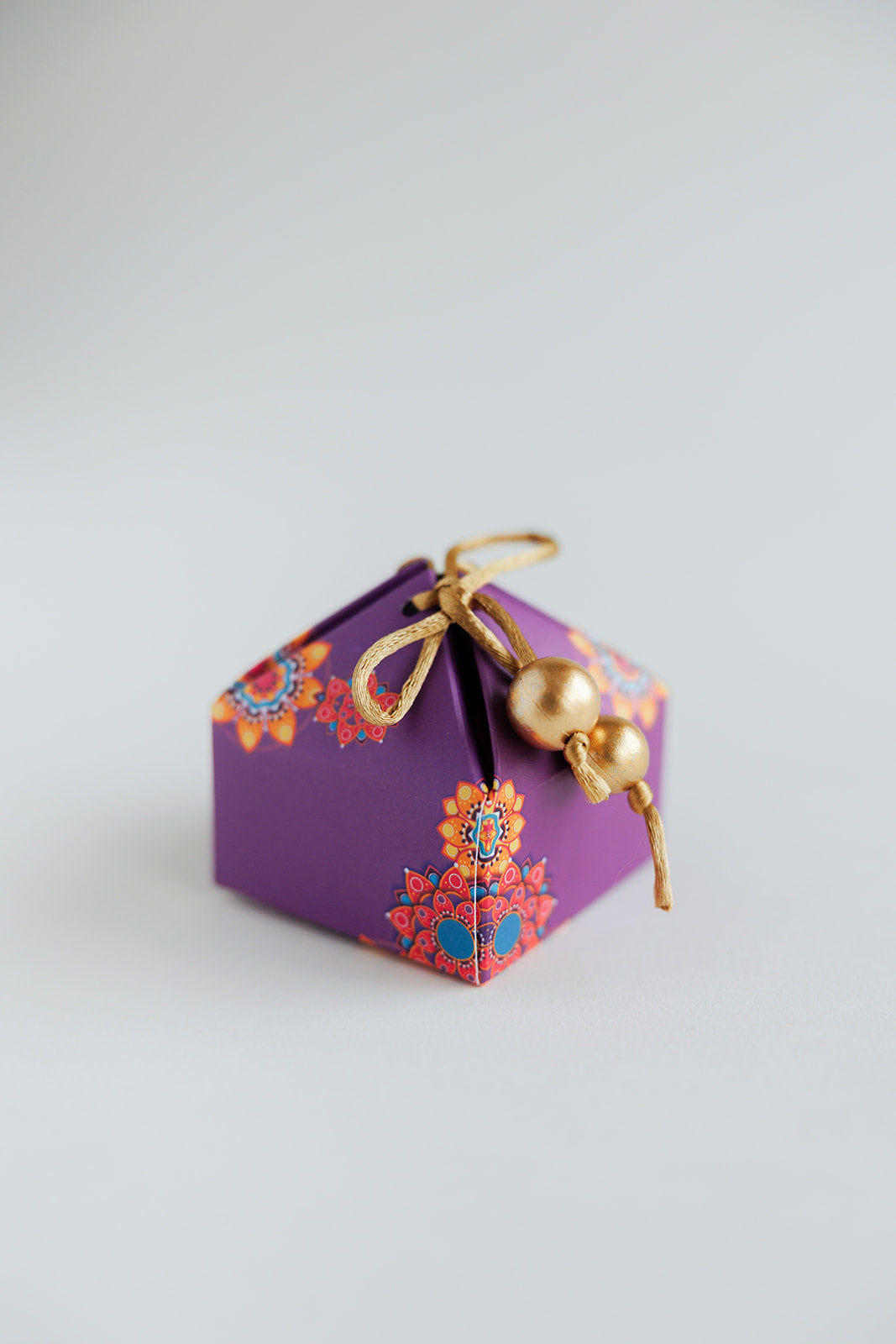 Royal Rangoli Purple Mini Pyramid box with tea light holder