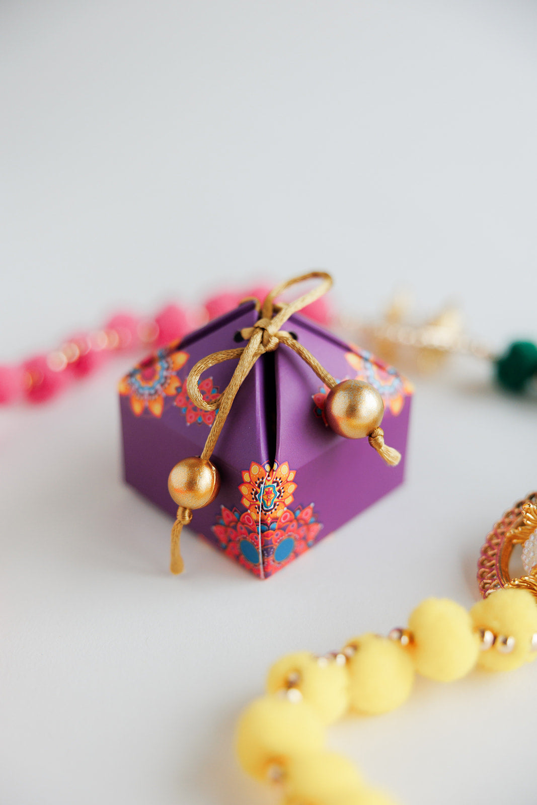 Royal Rangoli Purple Mini Pyramid box with tea light holder