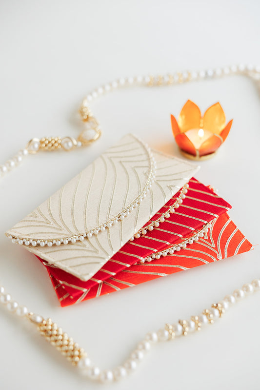 Diwali Pearl Fabric Money Envelopes