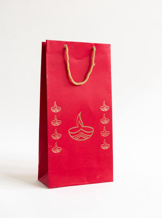 Red Diwali Diya Design Empty Gift Bag