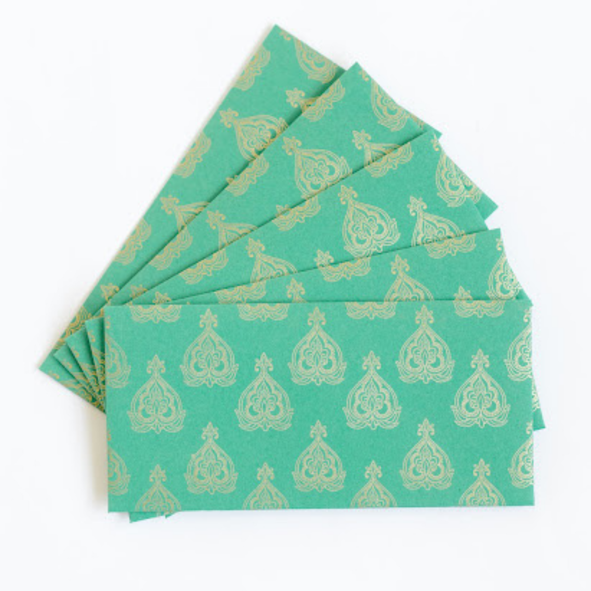 green and gold shugun wedding envelopes