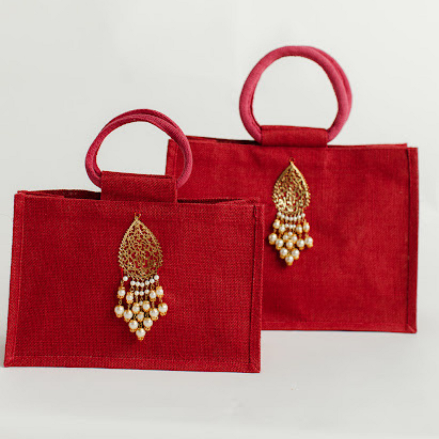 Luxury Cranberry Small and Large Jute Gift Bags