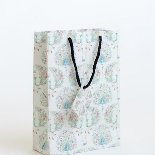 Dancing Peacock Ivory Small Gift Bag