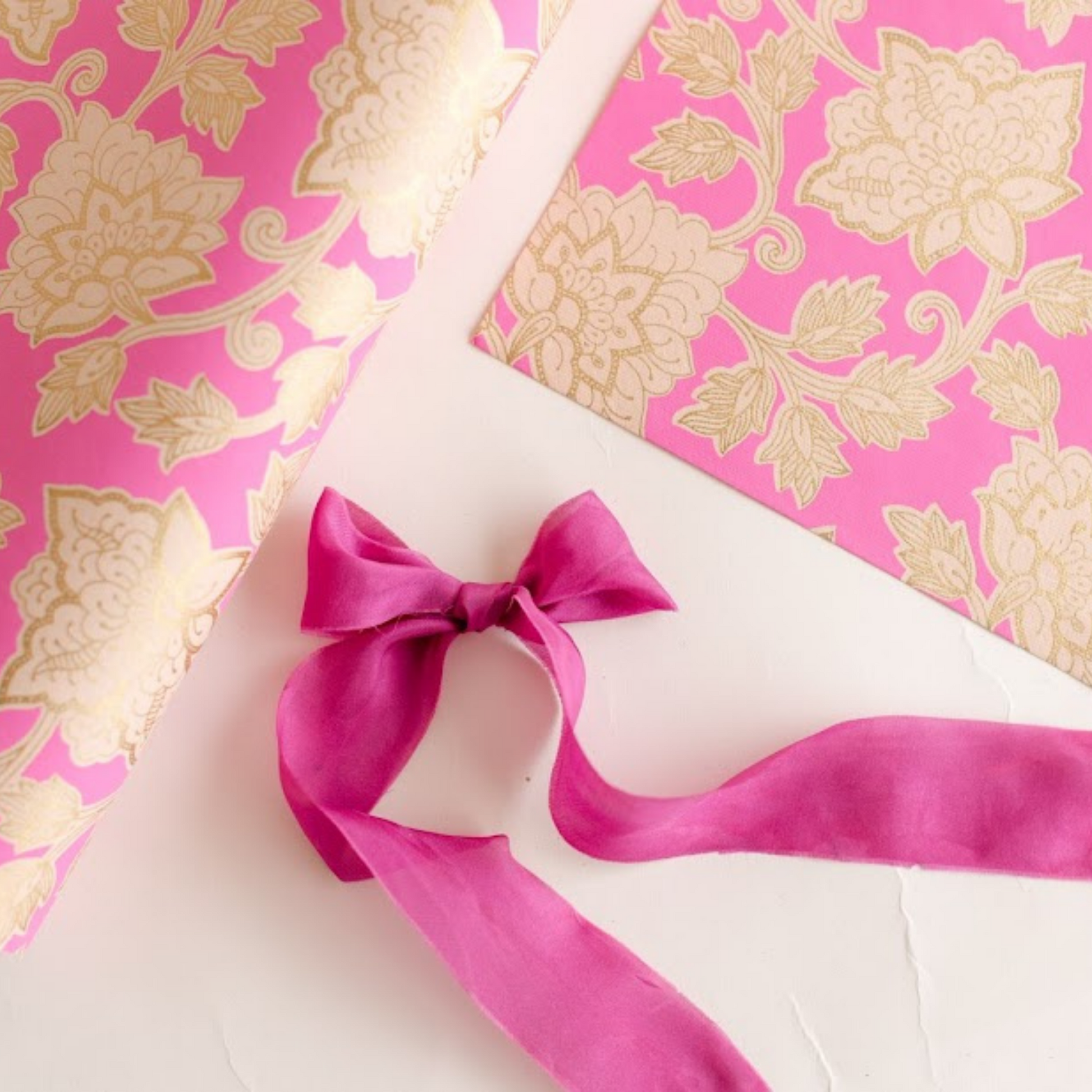 hot pink bridal shower gift wrap