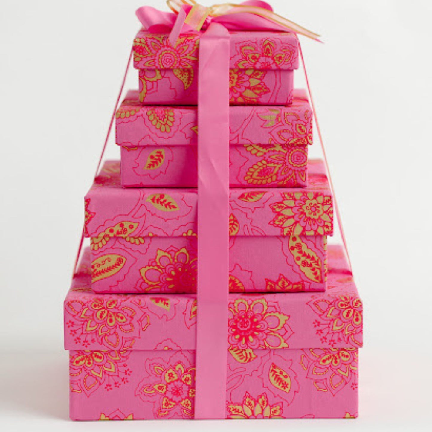 Hot Pink Dahlia Square Gift Box Nest Set