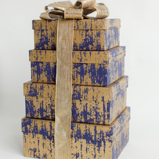 Dash Navy and Gold Square Gift Box Set